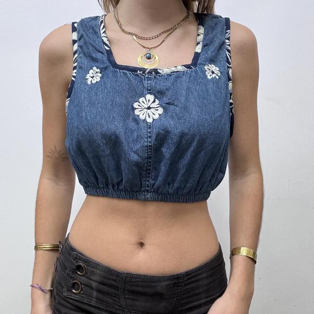 Vintage denim boho fairy crop top