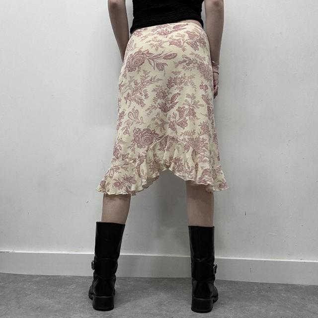 Asymmetric ruffle floral coquette skirt
