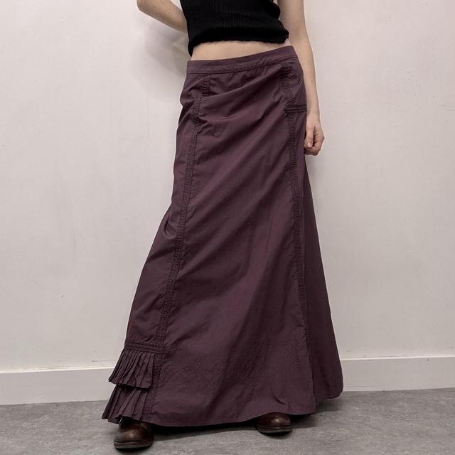 Purple pleated cargo maxi skirt
