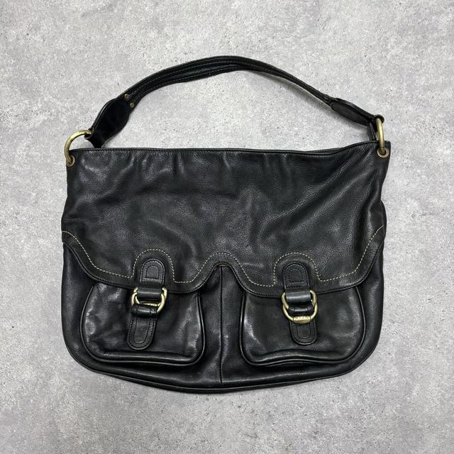 Black slouchy leather shoulder bag