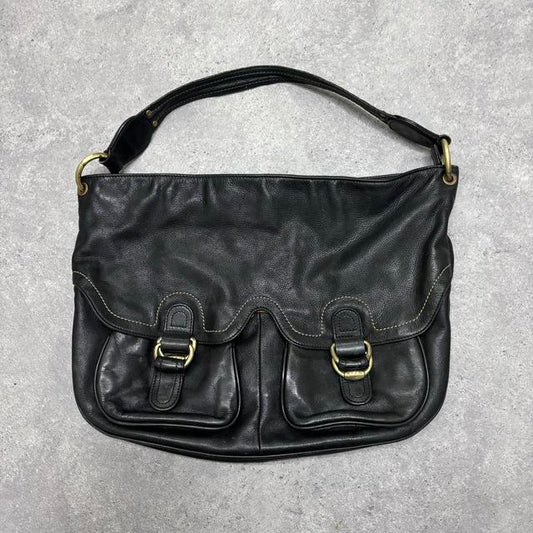 Black slouchy leather shoulder bag