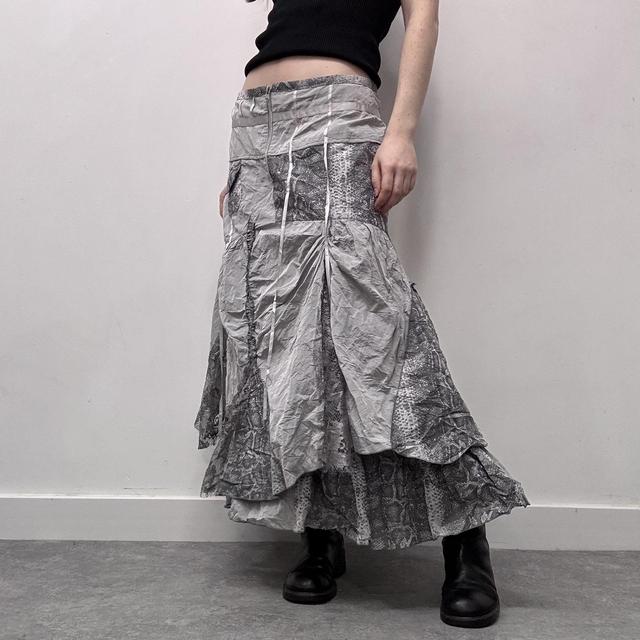 Layered puff lace cargo maxi skirt