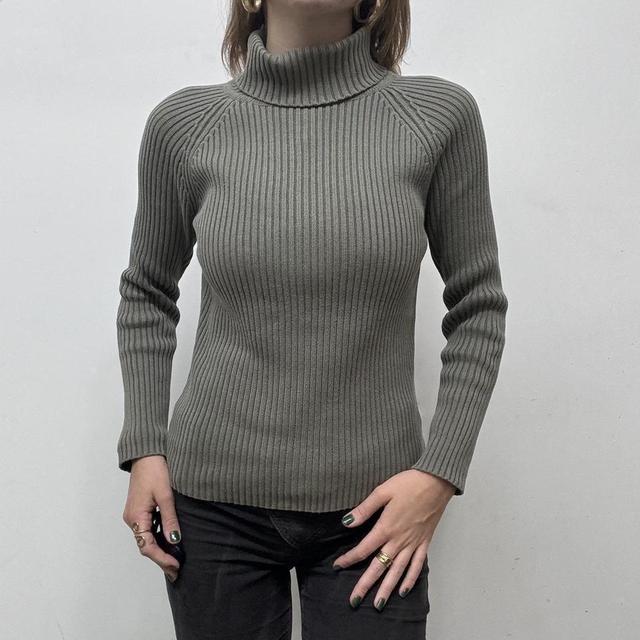 Khaki ribbed knit jumper