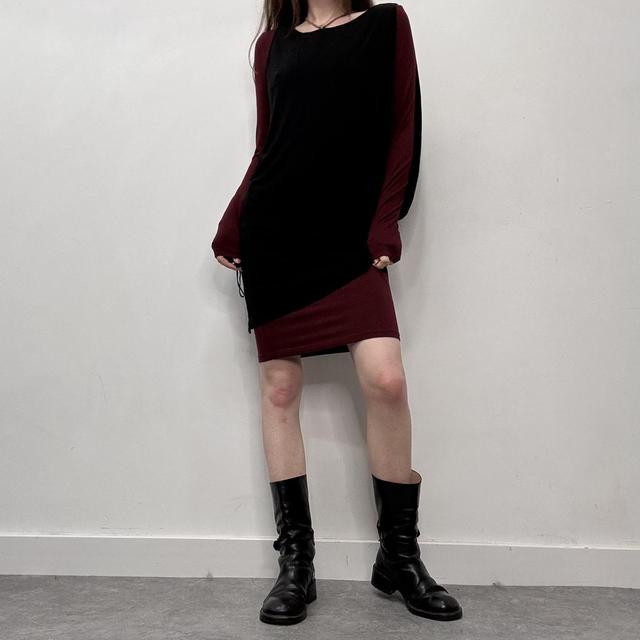 Slouchy layered long sleeve dress
