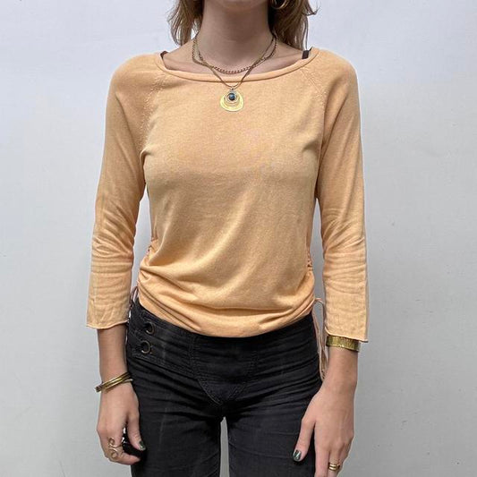 Slouchy knit ruched knit top