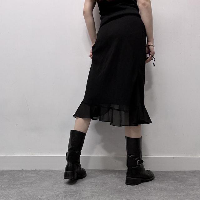 Black sheer layered midi skirt