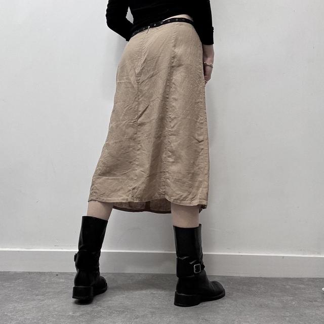Tan linen studded eyelet skirt