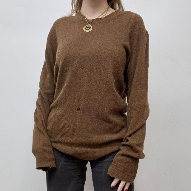 Brown wool distressed jumper