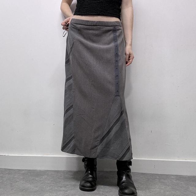 Pinstripe grey suit office skirt