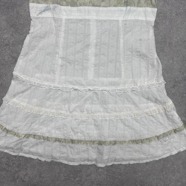 White pinstripe crinkle lace midi dress
