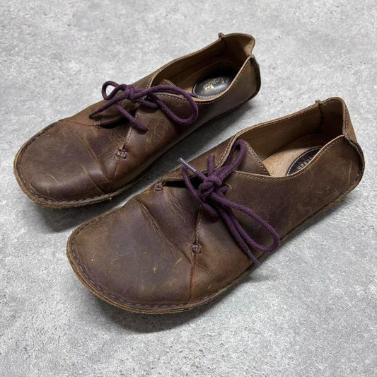 Brown leather trainers