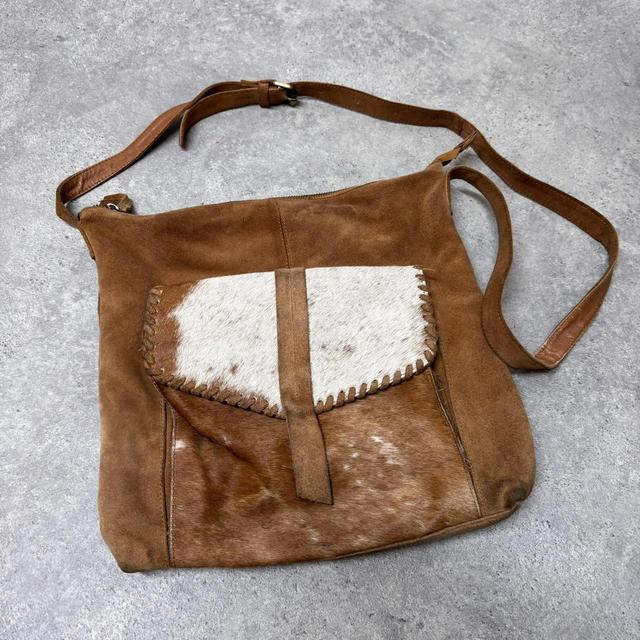 Cow hide leather satchel bag
