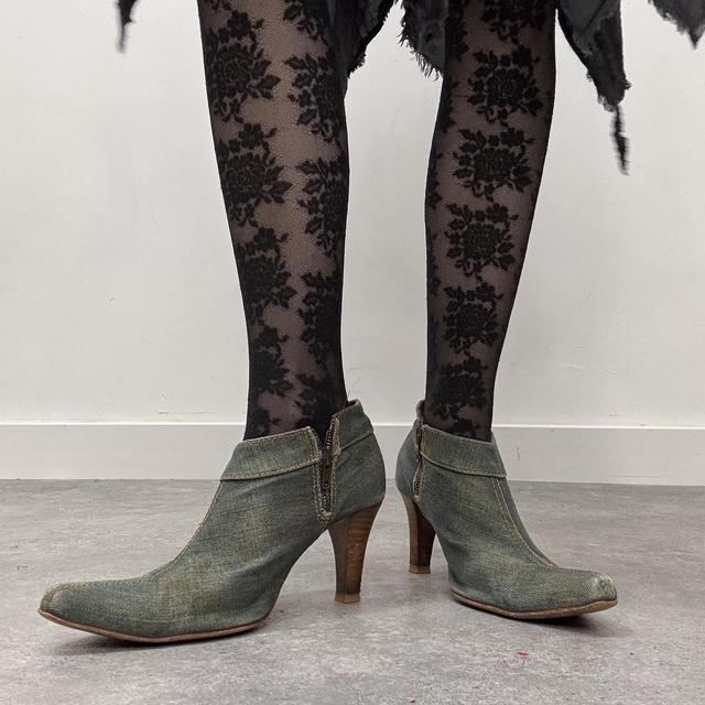 Distressed denim archival heels