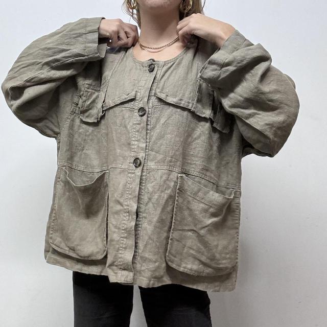 Khaki cargo oversized slouchy jacket