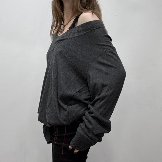 Grey oversized slouchy knit jumper