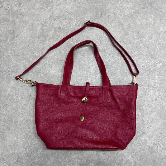 Red leather slouchy shoulder bag