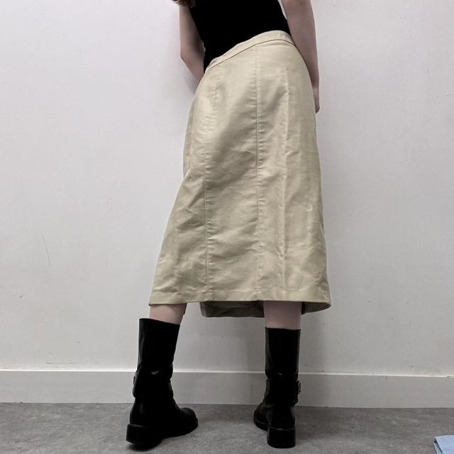Cream canvas midi skirt