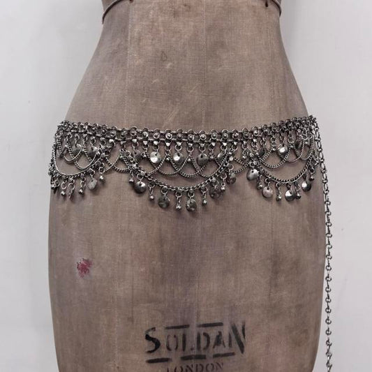 Silver metal boho waistchain