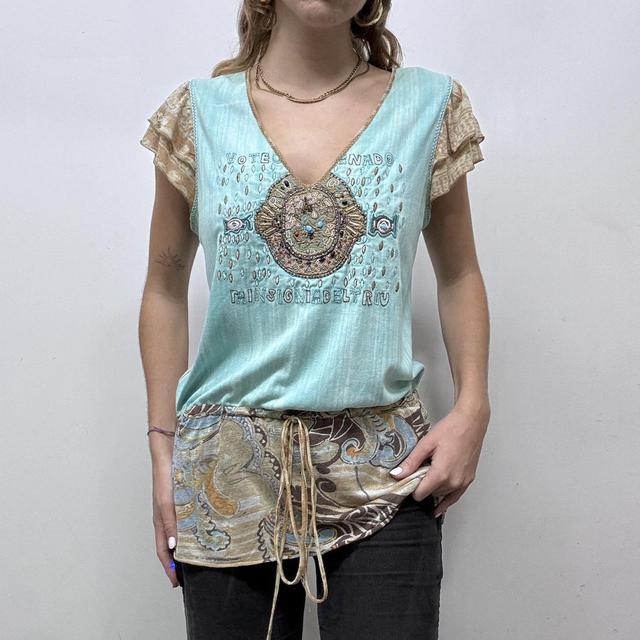 Graphic boho fairy blouse top