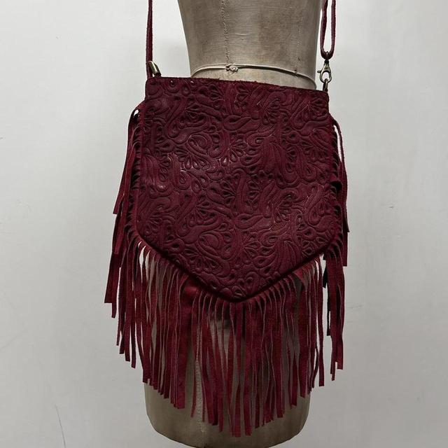 Red suede western bag