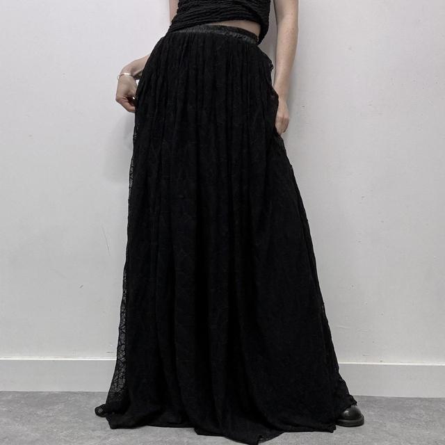 Gothic sheer black mesh maxi skirt