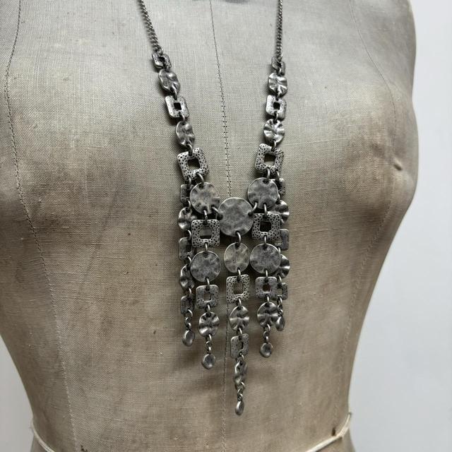 Hammered silver chain necklace