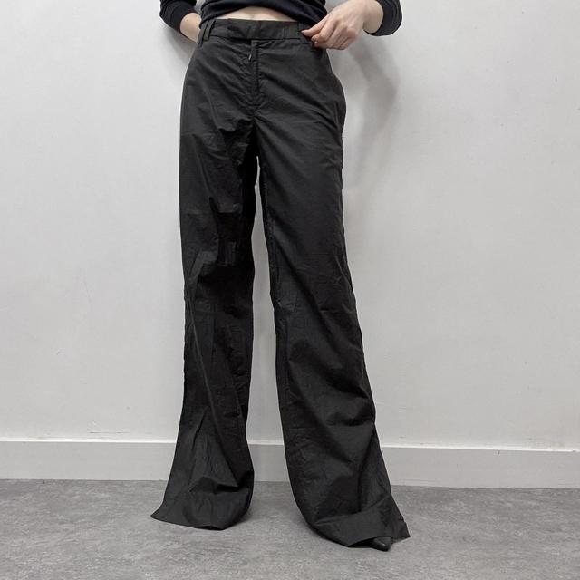 Diesel black slit flare trousers