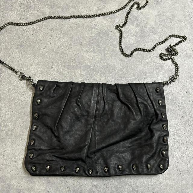 Black leather grunge skull bag