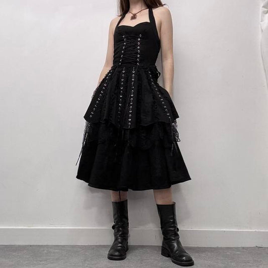 Gothic lace up corset dress