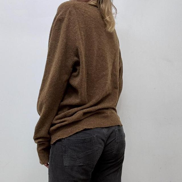 Brown wool distressed jumper