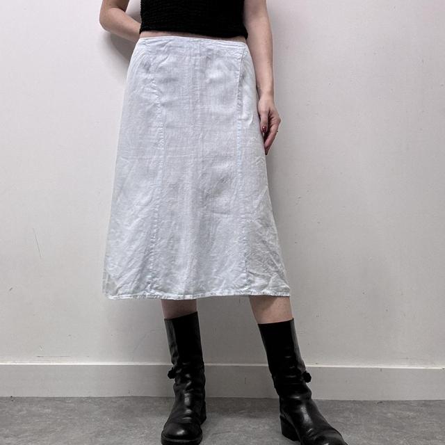 Pale blue linen bias cut skirt