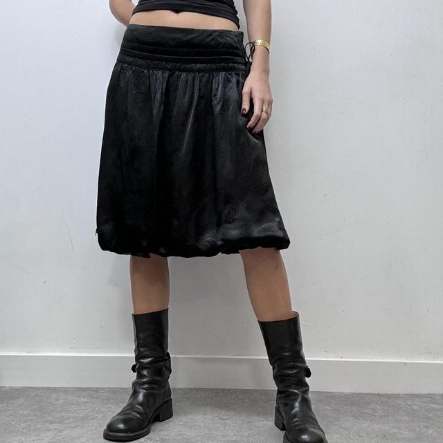 Black satin puff balloon skirt