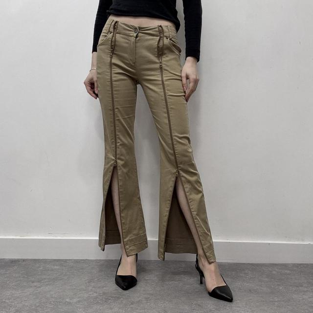 Zipper flared chino trousers