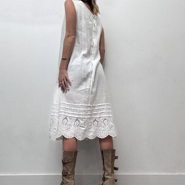 White cotton lace antique dress