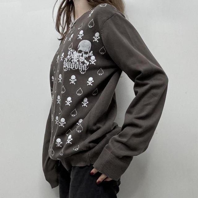 Brown knitted skull cotton jumper