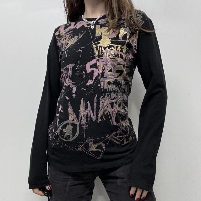Graphic grunge text print tshirt