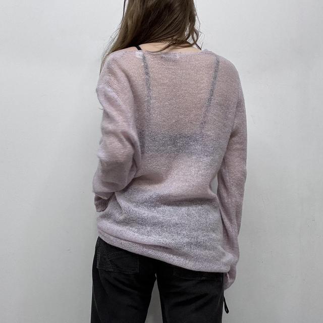Sheer lilac mohair slouchy knit jumper