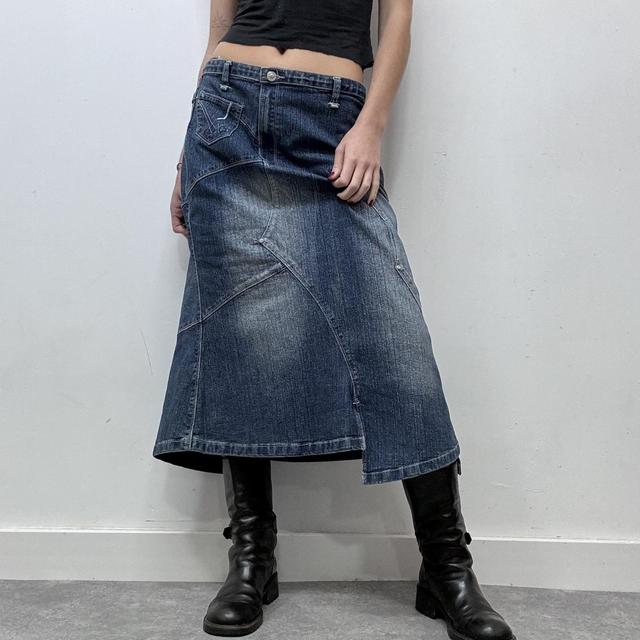 Panelled denim deconstructed skirt