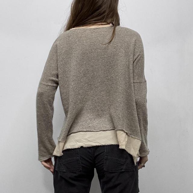 Slouchy brown knit sheer distressed hem
