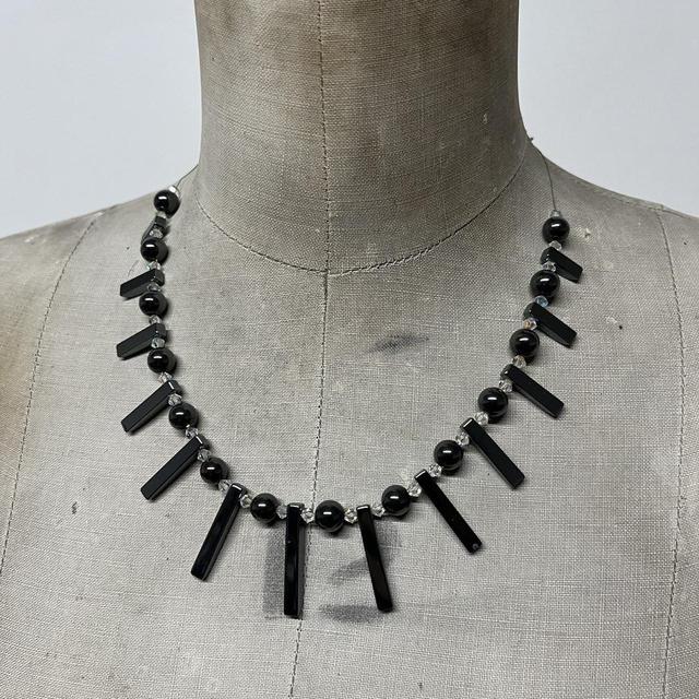 Beaded gothic hematite necklace