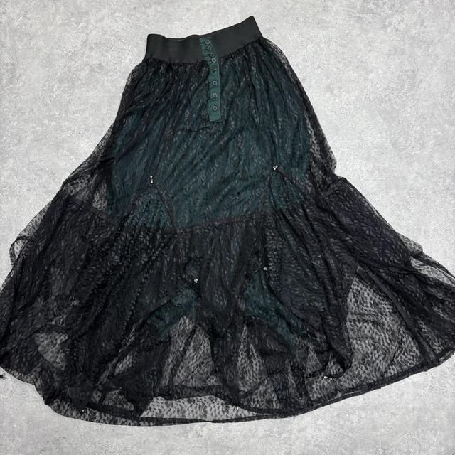 Gothic sheer black mesh maxi skirt