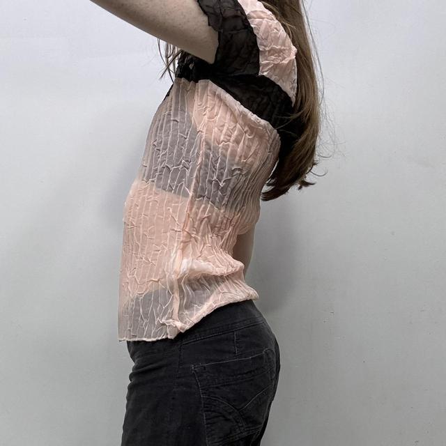 Crinkle pleated sheer top