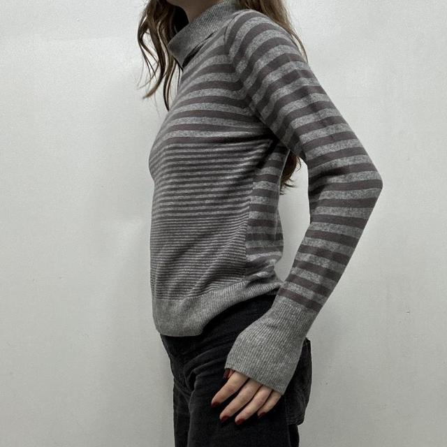 Grey pinstripe slouchy cashmere jumper