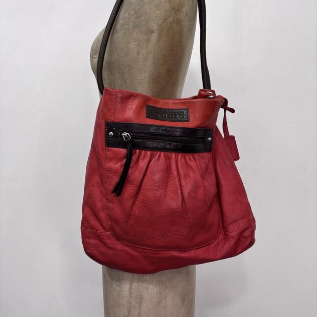 Red leather crossbody bag