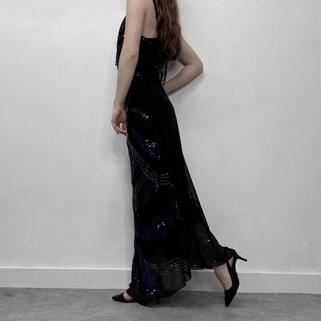 Black sequin cowl neck maxi dress