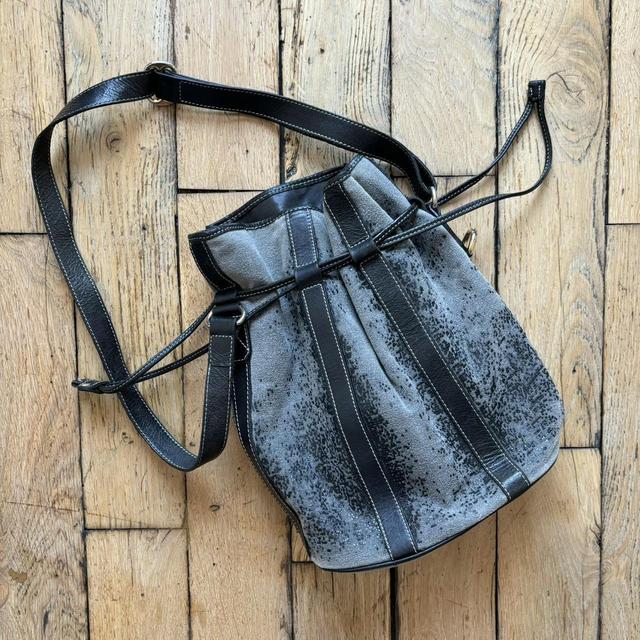 Distressed suede leather bag