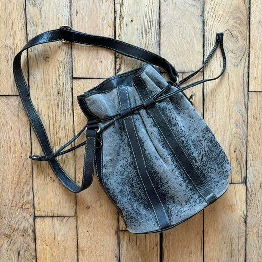 Distressed suede leather bag