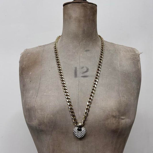 Chunky gold chain heart necklace