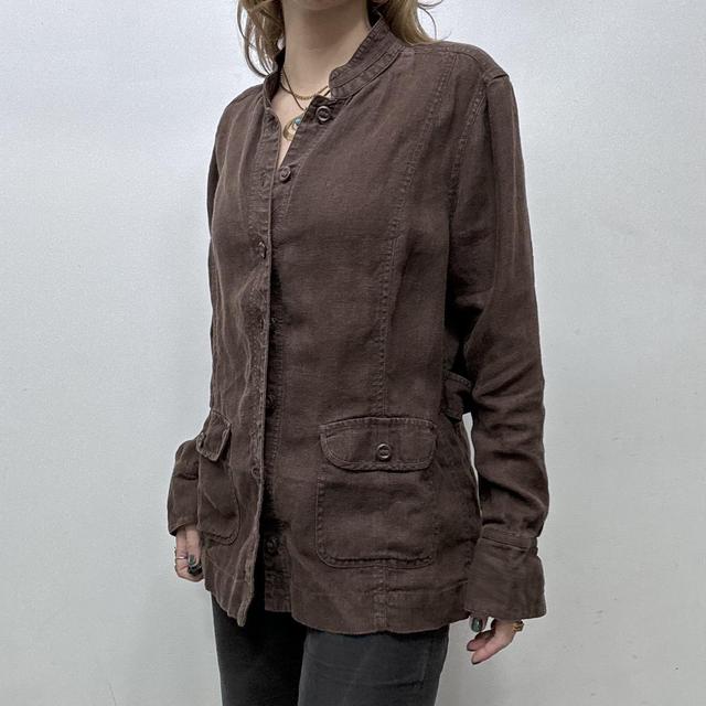 Oversized brown linen slouchy jacket