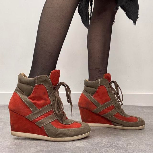 Chunky lace wedge trainers